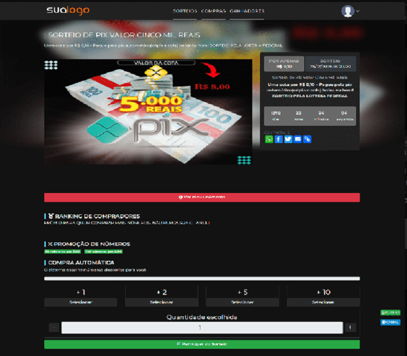 Site de Rifas com Fazendinha Pix dinâmico QR Code e Baixa Automática COD 947 - Imagem 2